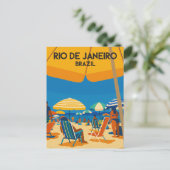 Rio De Janeiro Brazil Beach Vintage Travel Briefkaart (Staand voorkant)