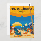 Rio De Janeiro Brazil Beach Vintage Travel Briefkaart (Voorkant / Achterkant)