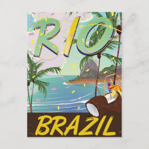 Rio de janeiro Brazil retro reisprint. Briefkaart