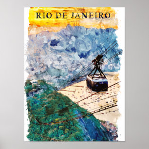 Rio de Janeiro Brazilië Aquarel Kunst Poster