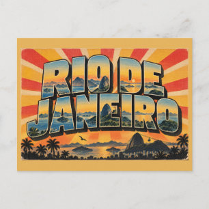 Rio de Janeiro Brazilië Baai Bergen Graniet Kunst Briefkaart