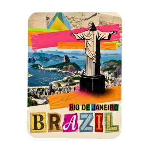 Rio de Janeiro Brazilië Christ Retro Collage Reize Magneet