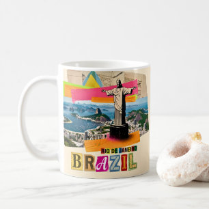 Rio de Janeiro Brazilië Christus Retro Collage Rei Koffiemok