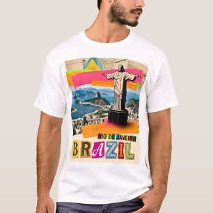 Rio de Janeiro Brazilië Christus Retro Collage Rei T-shirt