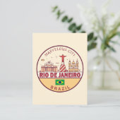 Rio de Janeiro Brazilië City Skyline Embleem Briefkaart (Staand voorkant)