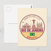 Rio de Janeiro Brazilië City Skyline Embleem Briefkaart (Voorkant / Achterkant)