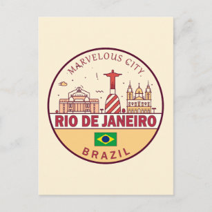 Rio de Janeiro Brazilië City Skyline Embleem Briefkaart