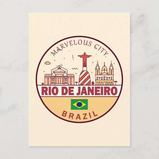 Rio de Janeiro Brazilië City Skyline Embleem Briefkaart (Voorkant)