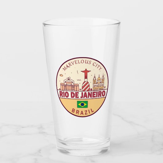 Rio de Janeiro Brazilië City Skyline Embleem Glas (Voorkant)