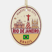 Rio de Janeiro Brazilië City Skyline Embleem Keramisch Ornament (Rechts)
