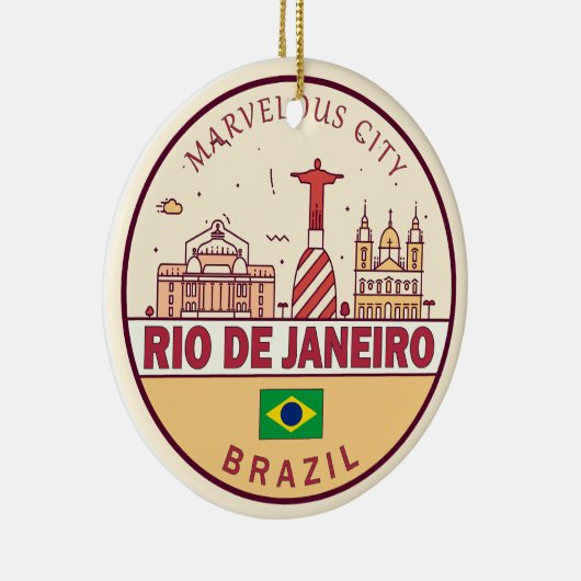 Rio de Janeiro Brazilië City Skyline Embleem Keramisch Ornament (Rechts)