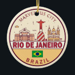 Rio de Janeiro Brazilië City Skyline Embleem Keramisch Ornament<br><div class="desc">Rio de Janeiro minimalistisch,  kleurrijk kunstontwerp met monumenten en bezienswaardigheden van de stad in Brazilië.</div>