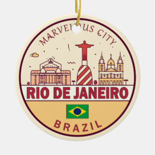 Rio de Janeiro Brazilië City Skyline Embleem Keramisch Ornament
