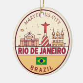 Rio de Janeiro Brazilië City Skyline Embleem Keramisch Ornament (Links)