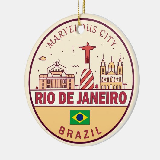 Rio de Janeiro Brazilië City Skyline Embleem Keramisch Ornament (Links)