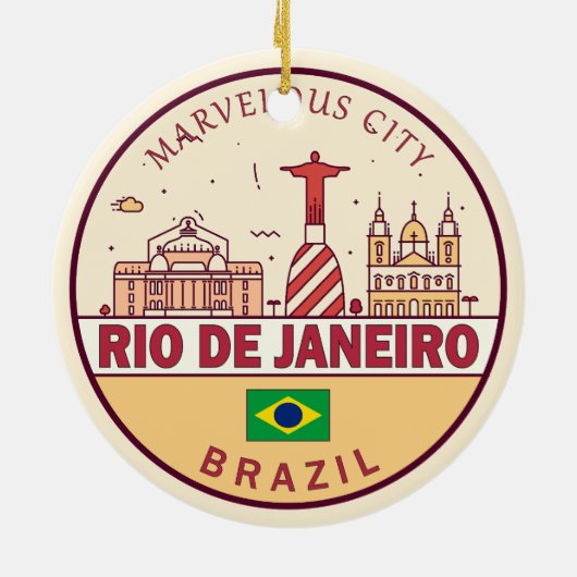 Rio de Janeiro Brazilië City Skyline Embleem Keramisch Ornament (Achterkant)