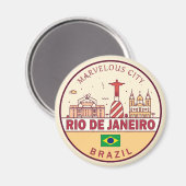 Rio de Janeiro Brazilië City Skyline Embleem Magneet (Voorkant / Achterkant)