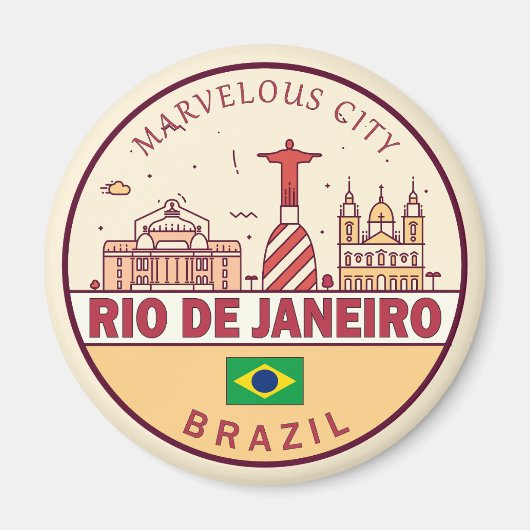 Rio de Janeiro Brazilië City Skyline Embleem Magneet (Voorkant)