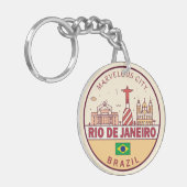 Rio de Janeiro Brazilië City Skyline Embleem Sleutelhanger (Voorkant Links)