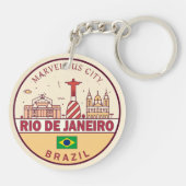 Rio de Janeiro Brazilië City Skyline Embleem Sleutelhanger (Achterkant)