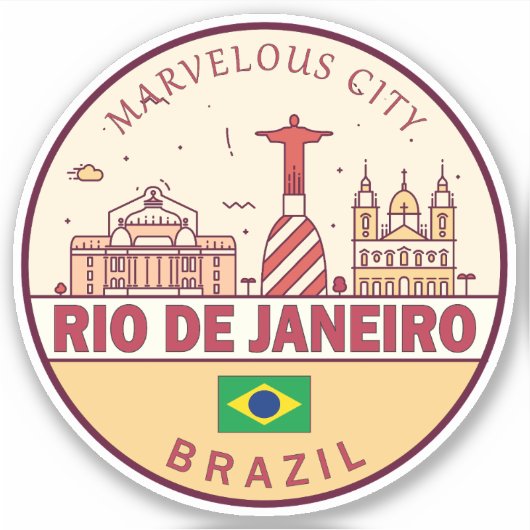 Rio de Janeiro Brazilië City Skyline Embleem Sticker (Voorkant)