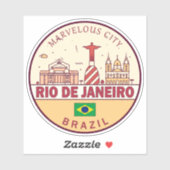 Rio de Janeiro Brazilië City Skyline Embleem Sticker (Vel)