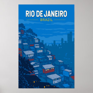 Rio De Janeiro Brazilië Favela Reis Kunst Vintage Poster
