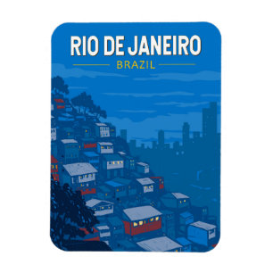 Rio De Janeiro Brazilië Favela Travel Art Vintage Magneet