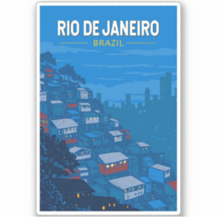 Rio De Janeiro Brazilië Favela Travel Art Vintage Sticker