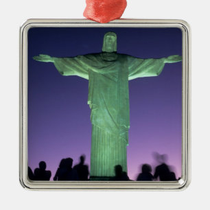 Rio de Janeiro, Brazilië. het Christusbeeld op Metalen Ornament