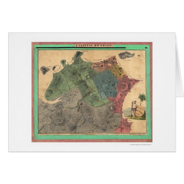 Rio De Janeiro Brazilië kaart 1831 (Voorkant Horizontaal)