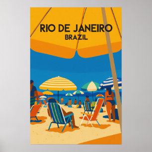 Rio De Janeiro Brazilië Kleurrijke Vintage Reis Poster