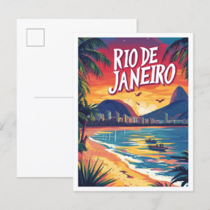 Rio de Janeiro Brazilië Kunst Illustratie Reizen Briefkaart