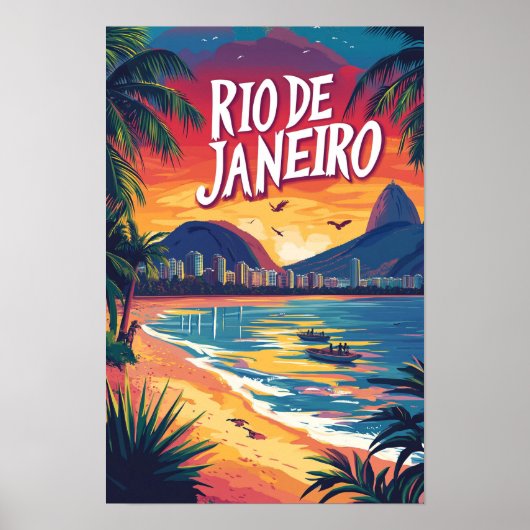 Rio de Janeiro Brazilië Kunst Illustratie Reizen Poster (Voorkant)