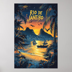 Rio de Janeiro Brazilië Kunst Vintage Reizen Poster