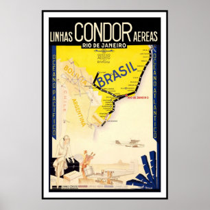 Rio De Janeiro Brazilië Linhas Condor AEAS Poster