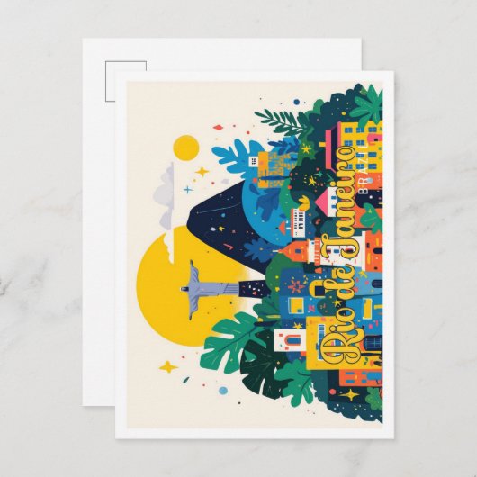 Rio de Janeiro Brazilië Pop Kunst Reizen Illustrat Briefkaart (Voorkant / Achterkant)