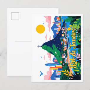 Rio de Janeiro Brazilië Pop Kunst Reizen Illustrat Briefkaart