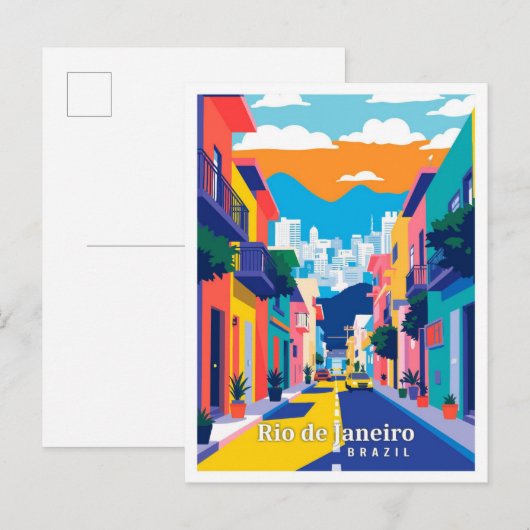 Rio de Janeiro Brazilië Pop Kunst Reizen Illustrat Briefkaart (Voorkant / Achterkant)