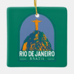 Rio de Janeiro Brazilië Reis Kunst Vintage Keramisch Ornament<br><div class="desc">Rio De Janeiro retro vector reisontwerp. Christ the Redeemer is een standbeeld van Jezus Christus in Rio de Janeiro gemaakt door de Franse beeldhouwer Paul Landowski.</div>