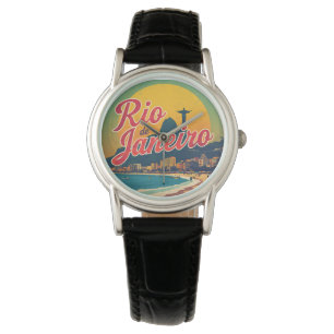 Rio De Janeiro Brazilië Retro  Vintage Reis T-Shir Horloge