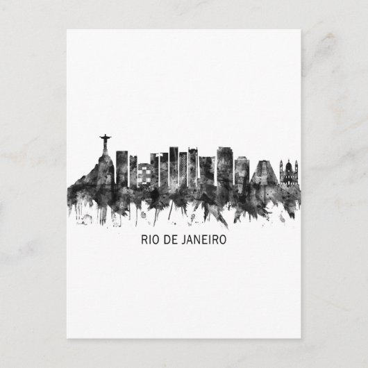 Rio de Janeiro Brazilië Skyline BW Uitnodiging Briefkaart (Voorkant)