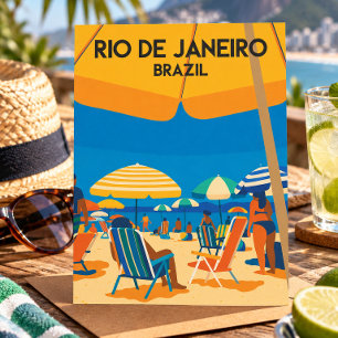 Rio De Janeiro Brazilië Strand Reis Retro Briefkaart