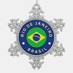 Rio de Janeiro Brazilië Tin Sneeuwvlok Ornament