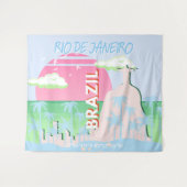 Rio de Janeiro Brazilië Travel Art Blue Illustrati Wandkleed (Voorkant (horizontaal))