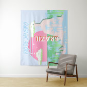 Rio de Janeiro Brazilië Travel Art Blue Illustrati Wandkleed (In situ)