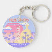 Rio de Janeiro Brazilië Travel Art Blue Poster Sleutelhanger (Achterkant)