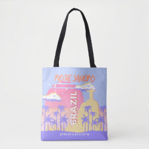 Rio de Janeiro Brazilië Travel Art Blue Poster Tote Bag