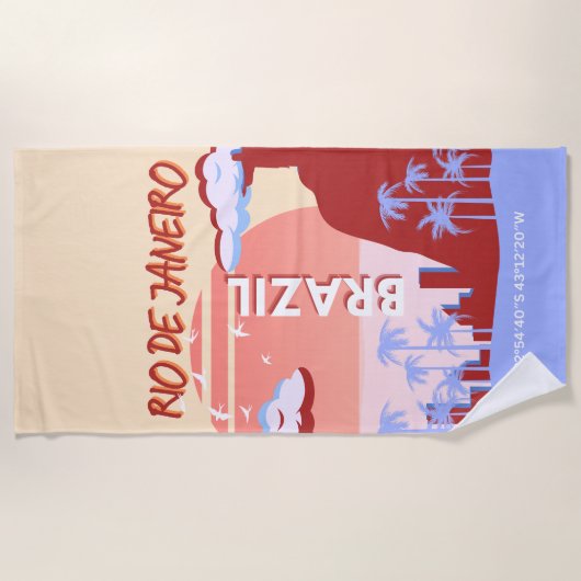 Rio de Janeiro Brazilië Travel Art Retro Poster Strandlaken (Voorkant)