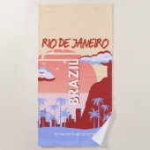Rio de Janeiro Brazilië Travel Art Retro Poster Strandlaken (Voorkant)